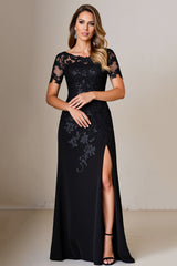 Elegant Black Mother of the Bride Dress with Appliques