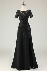 Elegant Black Mother of the Bride Dress with Appliques