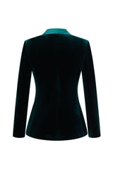 Dark Green 2-Piece Velvet Double Breasted Women Prom Suits