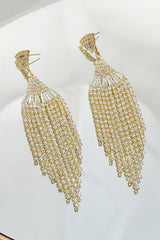 Shiny Golden Rhinestone Tassel Earrings