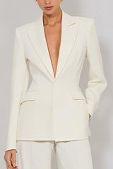 Ivory 2 Piece Peaked Lapel Women Suits