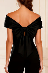 Black Asymmetrical Neck Mother of the Bride Jumpsuit