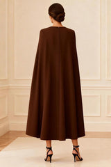 Chocolate A Line Midi Mother of the Bride Dress with Shawl