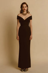 Sheath Off The Shoulder Maxi Black Tie Dress