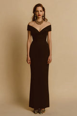 Sheath Off The Shoulder Maxi Black Tie Dress