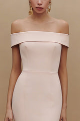 Off the Shoulder Mermaid White Midi Engagement Dress