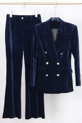 Dark Red 2 Piece Peak Lapel Velvet Women Suits