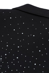 Peak Lapel Black Beaded Women Prom Cropped Blazer