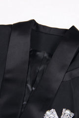 Black Shawl Lapel Prom Cropped Blazer With Bows