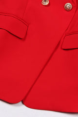 Red Double Breasted Shawl Lapel Prom Blazer