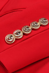 Red Double Breasted Shawl Lapel Prom Blazer