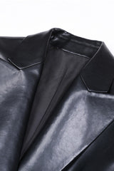 Black Peak Lapel Women Leather Jacket