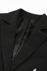 Black Notched Lapel Beaded Prom Blazer With Sequins