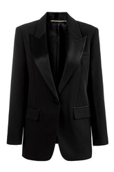Black Peak Lapel One Button Women Business Blazer