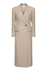 Kahki Sheath Peak Lapel Long Women Trench Coat