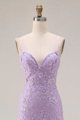 Purple Tiered Maxi Prom Dress with Appliques