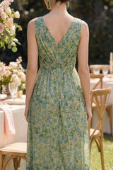 High Low Ruched A Line Dusty Green Wedding Guest Dress with Ruffles