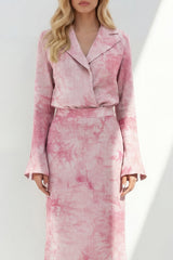 Pink 2 Piece Notched Lapel A Line Women's Linen Suits