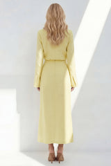 Notched Lapel Yellow 2 Piece A Line Women's Linen Suits