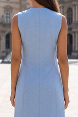 Blue Sleeveless Bodycon Mini Work Dress
