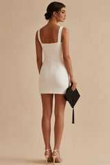 Spaghetti Straps Bodycon Mini White Dress