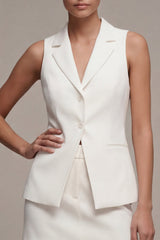 2 Piece White Notched Lapel Bodycon Sleeveless Mini Work Dress