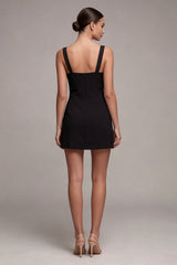 Black Bodycon Mini Dress with Keyhole