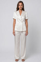 Peaked Lapel 2 Piece Single Buckle Ivory Women's Suits