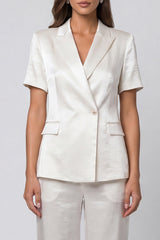 Peaked Lapel 2 Piece Single Buckle Ivory Women's Suits
