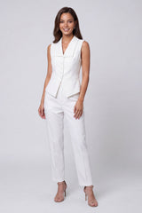Shawl Lapel 2 Piece Ivory Sleeveless Women's Suits