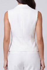 Shawl Lapel 2 Piece Ivory Sleeveless Women's Suits