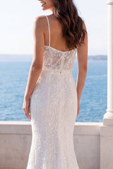 Sparkly Ivory Mermaid Maxi Wedding Dress