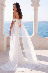 Sparkly Off the Shoulder Corset Mermaid Ivory Wedding Dress