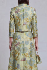 Sage Green Notched Lapel Jacquard 2-Piece Women Suits