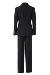 3 Piece Black Peak Lapel Women Business Casual Suits