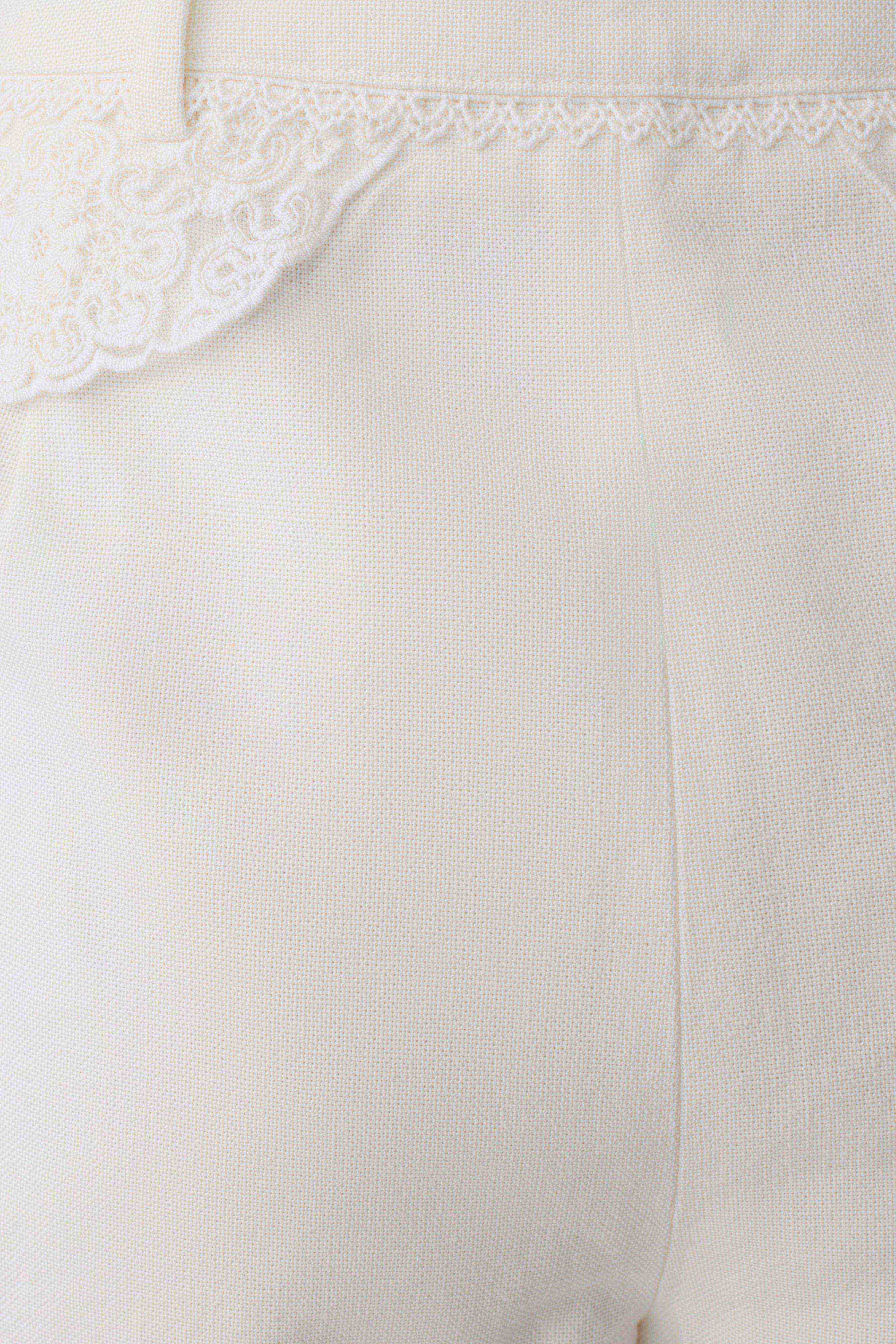 Melody Linen Short With Lace - White