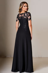 Elegant Black Mother of the Bride Dress with Appliques