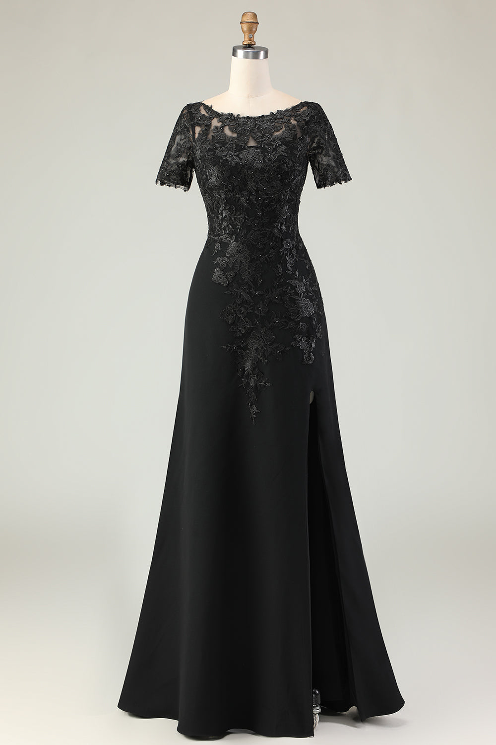 Elegant Black Mother of the Bride Dress with Appliques