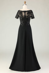 Elegant Black Mother of the Bride Dress with Appliques
