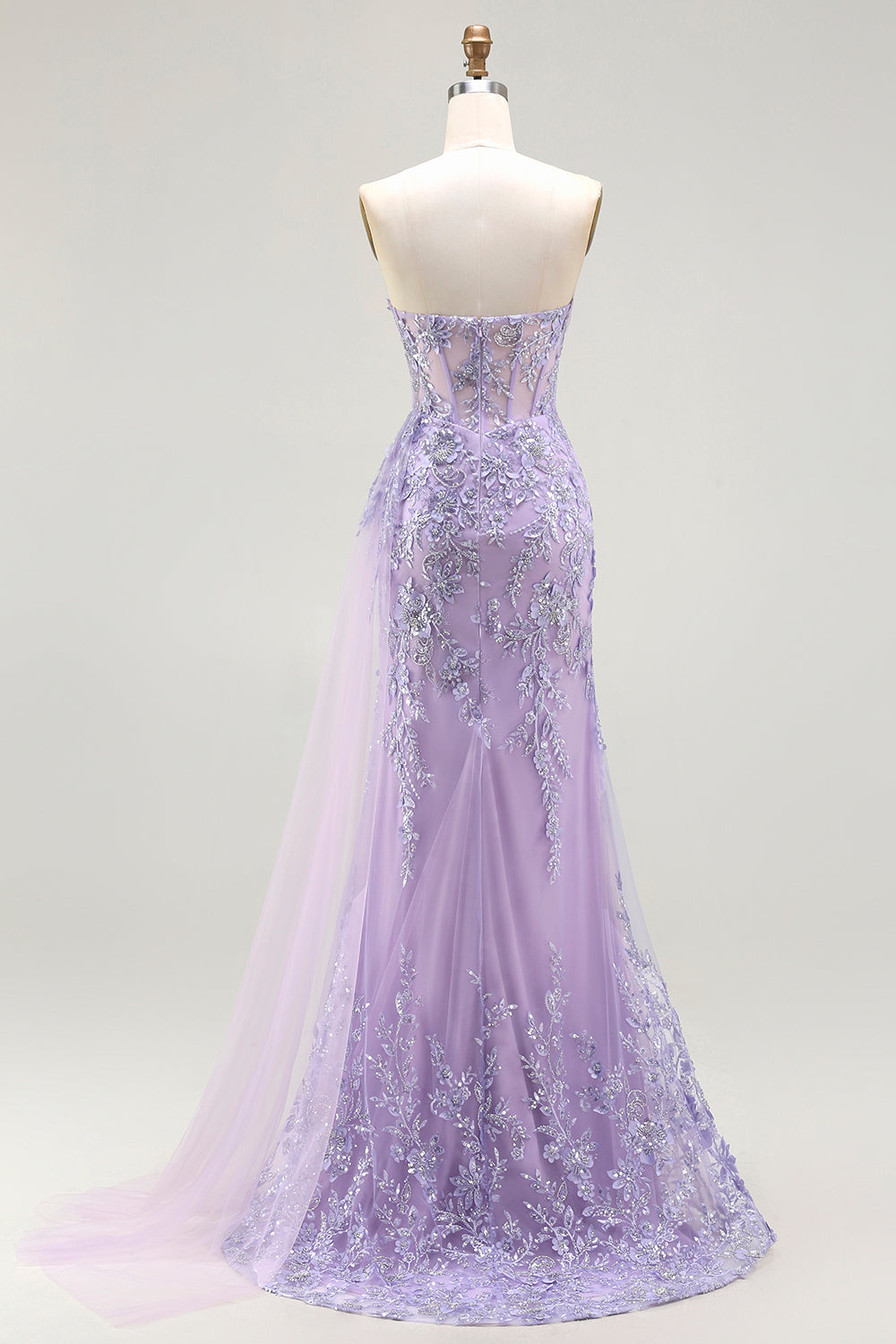 Blue Strapless Corset Sequin Mermaid Prom Dress