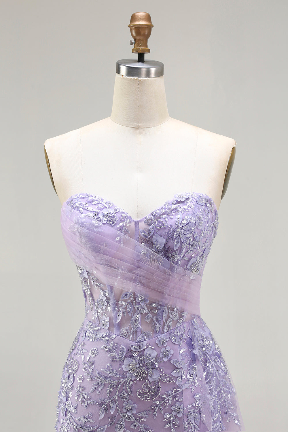 Blue Strapless Corset Sequin Mermaid Prom Dress