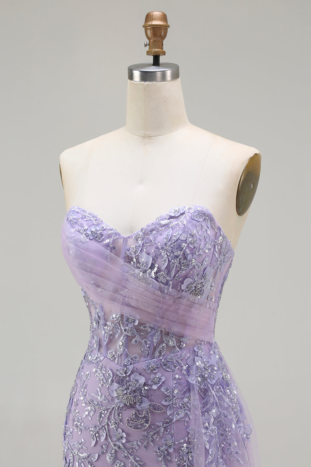 Blue Strapless Corset Sequin Mermaid Prom Dress