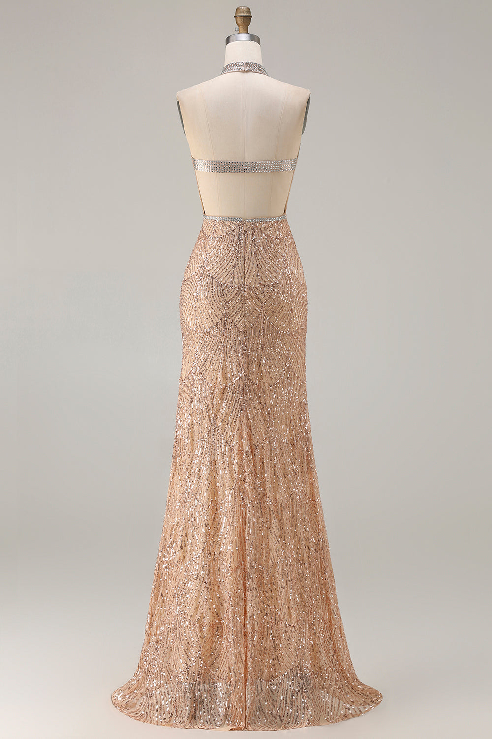 Sparkly Black Halter Mermaid Prom Dress With Slit