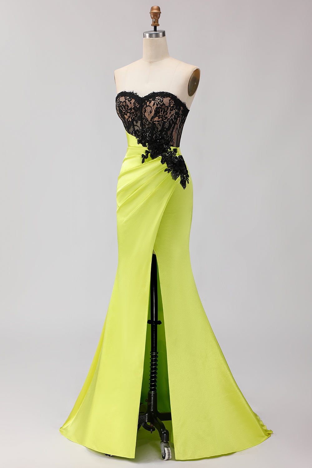 Strapless Black Green Mermaid Sequin Prom Dress
