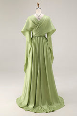 Sage Green Corset A Line Keyhole Maxi Prom Dress With Slit