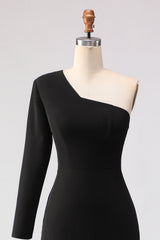 Black One Shoulder Mermaid Mother of the Bride Dress