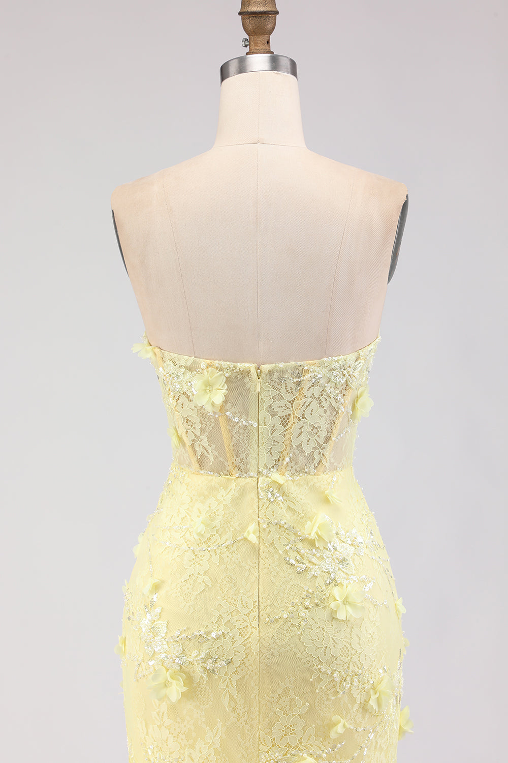 Purple Strapless Lace Mermaid Prom Dress With 3D Flowers