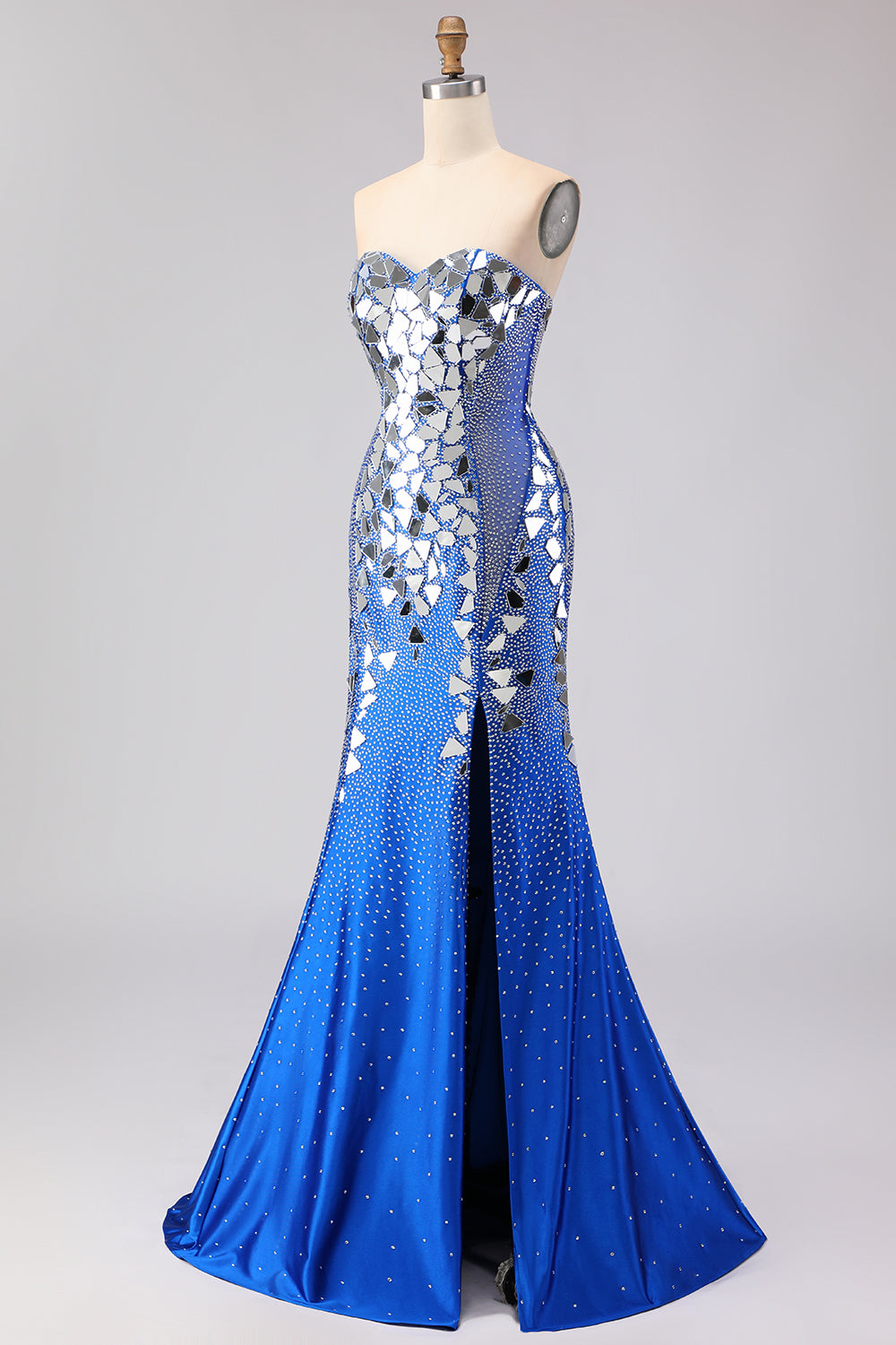 Sparkly Red Mermaid Strapless Beaded Prom Dress