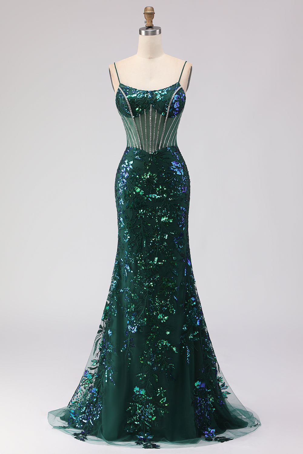 Sparkly Blush Mermaid Corset Prom Dress