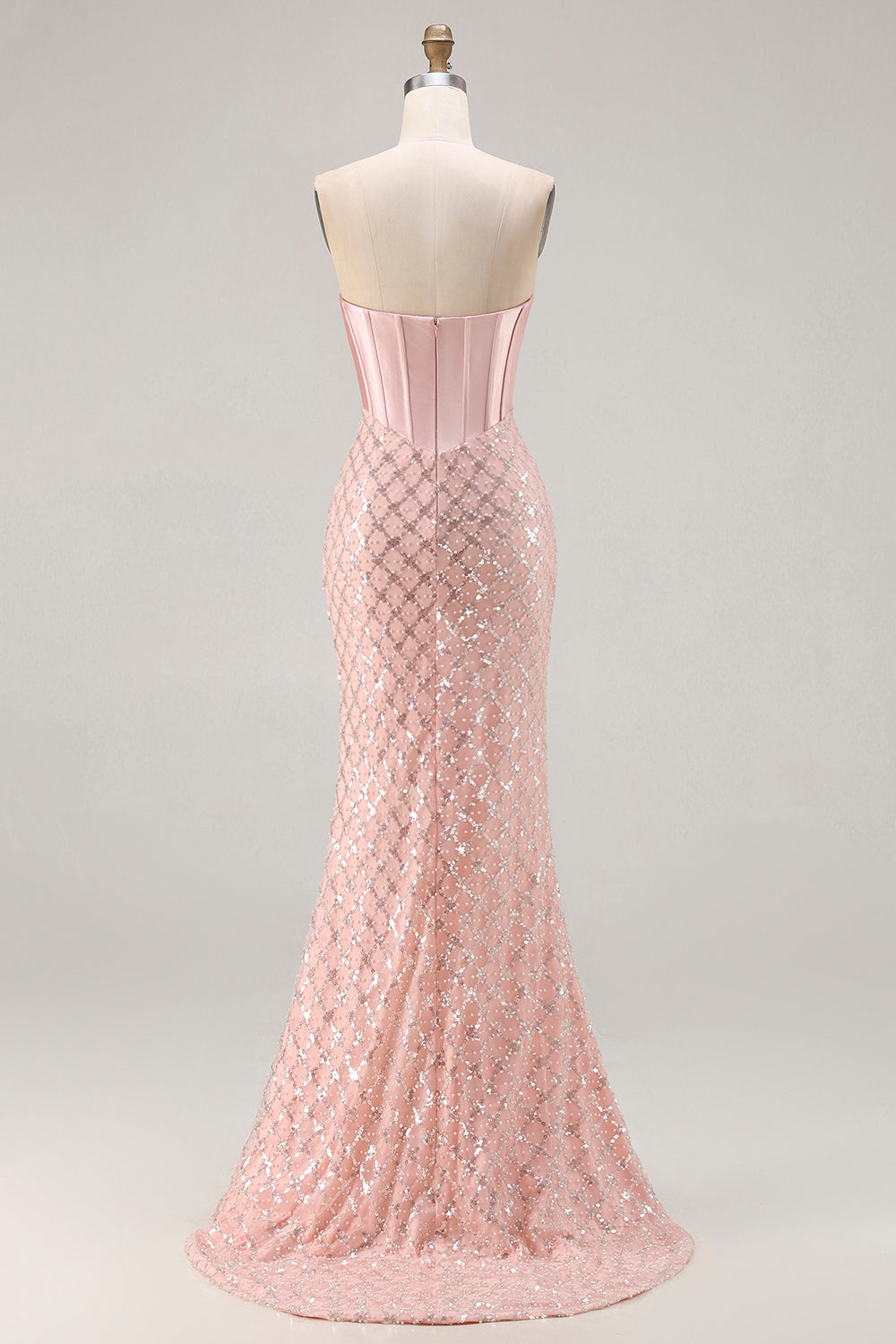 Mermaid Sweetheart Blush Sequin Prom Dress With Beadings